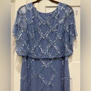 Adrianna Papell Blue Sequin Gown